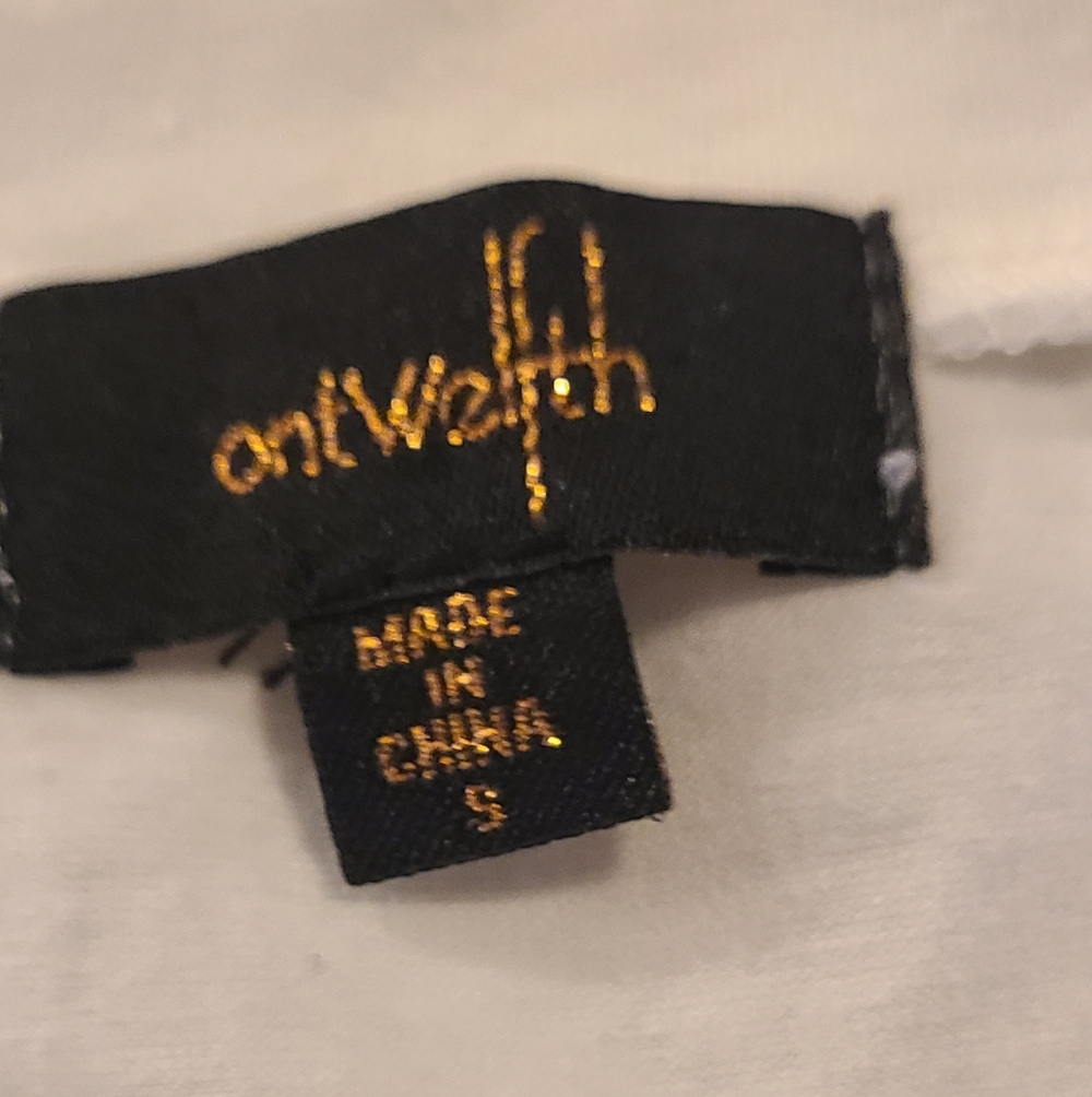 #003 - On Twelfth Floral Embroidered White T-Shirt, Small - Picture 6 of 6